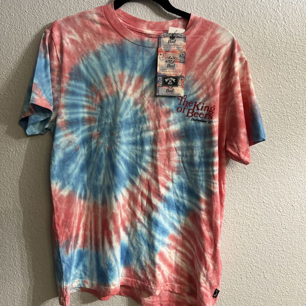 New! Billabong Budweiser T Shirt The King of Beers Tie Dye T-shirt Mens‎ Small S